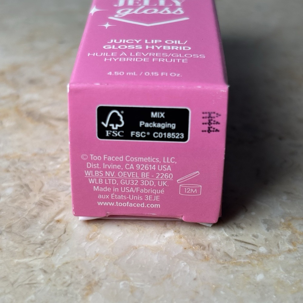 Too Faced Kissing Jelly Hydrating‎ Lip Oil Gloss Shade Pina colada 0.15 oz NIB - Picture 2 of 2